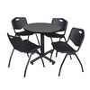 Kobe Round Tables > Breakroom Tables > Kobe Round Table & Chair Sets, 30 W, 30 L, 29 H, Grey TKB30RNDGY47BK